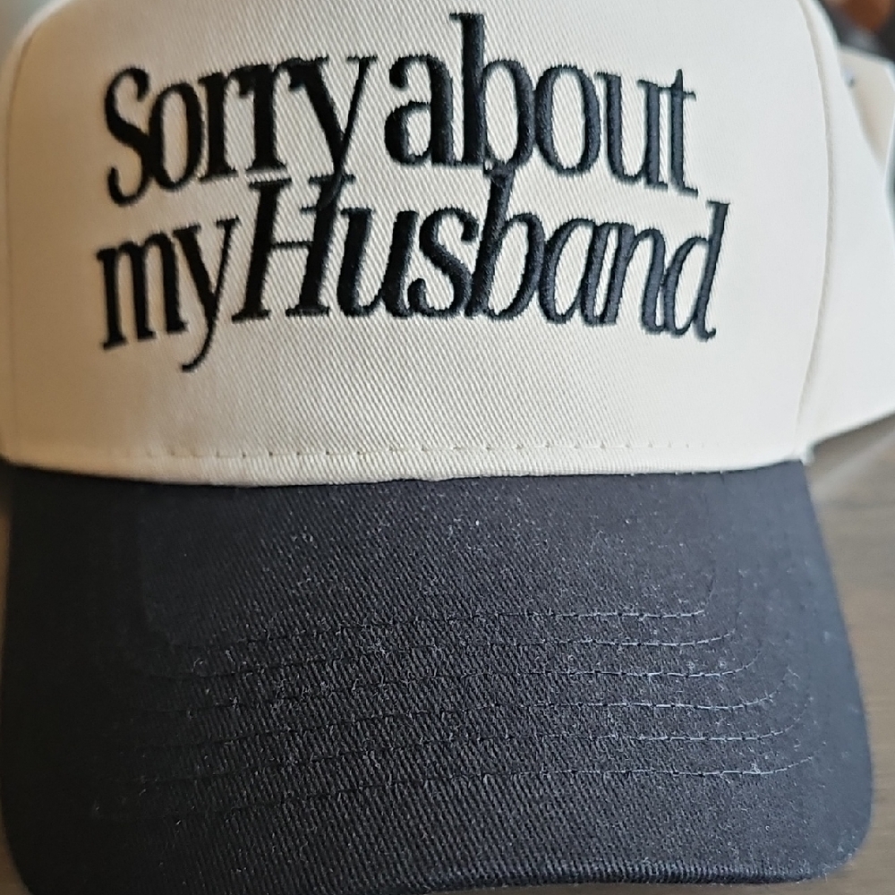 Black and White Cap with Embroidered Text